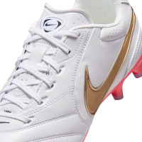 Nike Tiempo Ligera Pro (FG) Gras Football Boots White Gold Bright Red