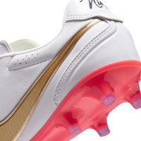 Nike Tiempo Ligera Pro (FG) Gras Football Boots White Gold Bright Red
