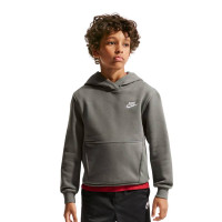 Nike Club Fleece Hoodie Kids Donkergrijs Wit