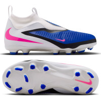 Nike Phantom 6 Academy High Gras / Kunstgras Voetbalschoenen (MG) Kids Blauw Wit Felroze