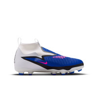 Nike Phantom 6 Academy High Gras / Kunstgras Voetbalschoenen (MG) Kids Blauw Wit Felroze