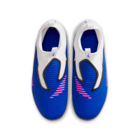 Nike Phantom 6 Academy High Gras / Kunstgras Voetbalschoenen (MG) Kids Blauw Wit Felroze