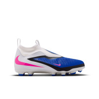 Nike Phantom 6 Academy High Gras / Kunstgras Voetbalschoenen (MG) Kids Blauw Wit Felroze