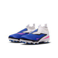 Nike Phantom 6 Academy High Gras / Kunstgras Voetbalschoenen (MG) Kids Blauw Wit Felroze