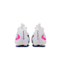 Nike Phantom 6 Academy High Gras / Kunstgras Voetbalschoenen (MG) Kids Blauw Wit Felroze