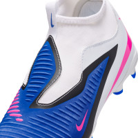 Nike Phantom 6 Academy High Gras / Kunstgras Voetbalschoenen (MG) Kids Blauw Wit Felroze