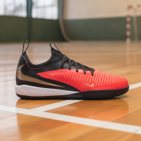 Nike Phantom 6 Low Academy (IN) Kids Indoor Football Boots Black Bright Red Gold