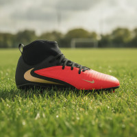 Nike Phantom 6 High Club (MG) Gras / Kunstgras Voetbalschoenen Kids Zwart Felrood Goud