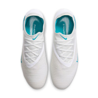 Nike Phantom 6 Low Elite (FG) Gras Voetbalschoenen Wit Turquoise