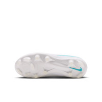 Nike Phantom 6 High Academy (MG) Gras / Kunstgras Voetbalschoenen Kids Wit Turquoise