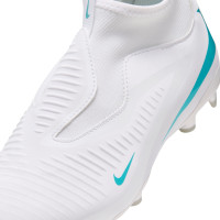 Nike Phantom 6 High Academy (MG) Gras / Kunstgras Voetbalschoenen Kids Wit Turquoise