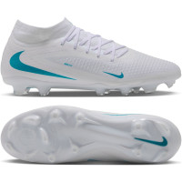 Nike Phantom 6 High Academy (MG) Gras / Kunstgras Voetbalschoenen Wit Turquoise