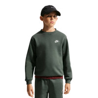 Nike Club Fleece Crew Sweater Kids Dark Green White