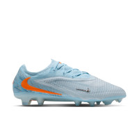 Nike Phantom 6 Low Elite (FG) Gras Voetbalschoenen Lichtblauw Oranje Zilvergrijs