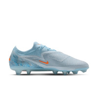 Nike Phantom 6 Low Elite (FG) Gras Voetbalschoenen Lichtblauw Oranje Zilvergrijs