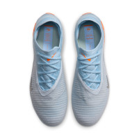 Nike Phantom 6 Low Elite (FG) Gras Voetbalschoenen Lichtblauw Oranje Zilvergrijs