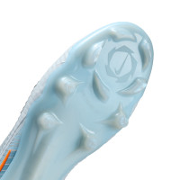 Nike Phantom 6 Low Elite (FG) Gras Voetbalschoenen Lichtblauw Oranje Zilvergrijs