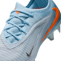 Nike Phantom 6 Low Elite (FG) Gras Voetbalschoenen Lichtblauw Oranje Zilvergrijs