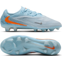 Nike Phantom 6 Low Elite (FG) Gras Voetbalschoenen Lichtblauw Oranje Zilvergrijs