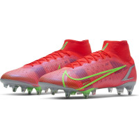 Nike Mercurial Superfly 8 Elite Iron-Nop Football Boots Anti-Clog (SG) Red Silver