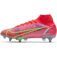 Nike Mercurial Superfly 8 Elite Iron-Nop Football Boots Anti-Clog (SG) Red Silver