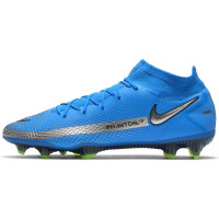 Nike Phantom GT Elite DF Gras Voetbalschoenen (FG) Blauw Zilver Groen