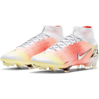 Nike Mercurial Superfly 8 Elite MDS Grass Football Boots (FG) White Silver Orange