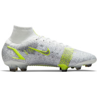 Nike Mercurial Superfly 8 Elite Gras Voetbalschoenen (FG) Wit Zwart Zilver Geel