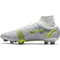 Nike Mercurial Superfly 8 Elite Gras Voetbalschoenen (FG) Wit Zwart Zilver Geel