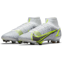 Nike Mercurial Superfly 8 Elite Gras Voetbalschoenen (FG) Wit Zwart Zilver Geel